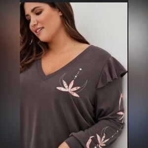 Torrid Lightweight French Terry Long Sleeve Top - Dark Gray Size 2X